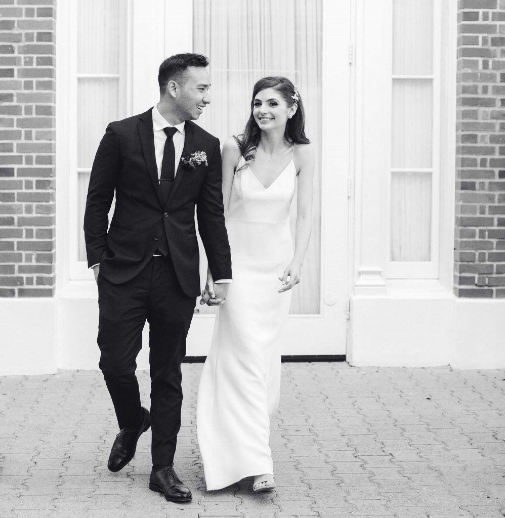Bride and groom on wedding day